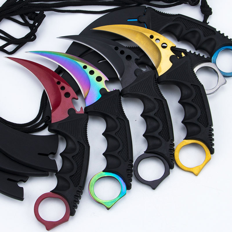 [New Version] Three-eye pure color claw knife CSGO high hardness claw knife outdoor wild claw knife colorful claw knife