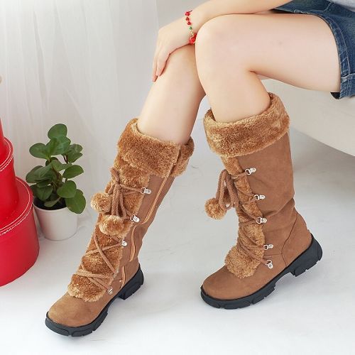 40-43 plus size cotton shoes autumn and winter warm thickened snow boots women's boots ball strap high boots big children's cotton boots B7