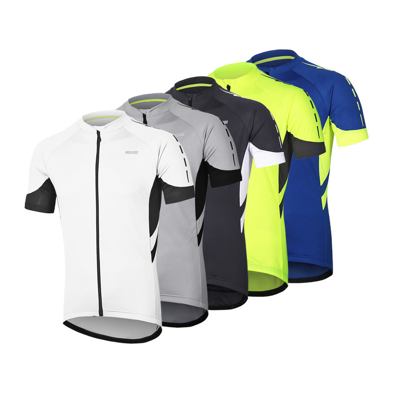 Amazon Summer Men's Cycling Wear Bicycle Wear Short-sleeved Top Full Zip Quick-drying Breathable Sweat-absorbent 636