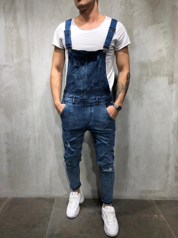 AliExpress men's denim suspenders pants men's foreign trade jeans new pants Korean style jumpsuit trendy