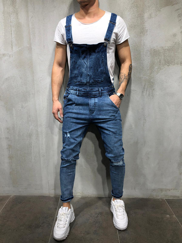 AliExpress men's denim suspenders pants men's foreign trade jeans new pants Korean style jumpsuit trendy