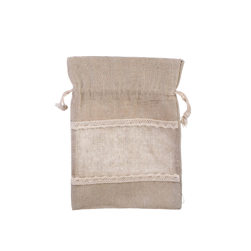 Canvas Bag Printed White Linen Cotton Bag Drawstring Lace Bundle Pocket Cigarette Candy Gift Bag Solid Color Gauze Bag