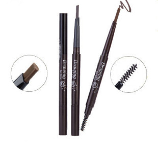 Factory direct double Eyebrow Pencil Waterproof sweat-proof non-blooming with brush eyebrow pencil triangle dual-purpose automatic rotating eyebrow pencil