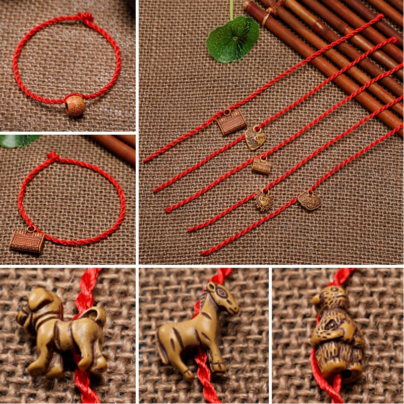 Imitation peach small red rope bracelet hand woven hand rope shop drainage gifts gifts Yiwu small commodity wholesale