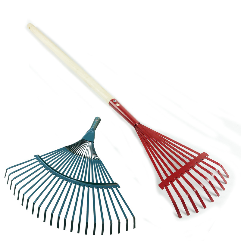 Deciduous rake Dead leaf Big grass rake Steel rake Steel wire rake Raise grass rake Wood handle Grass rake Gardening tools Free shipping