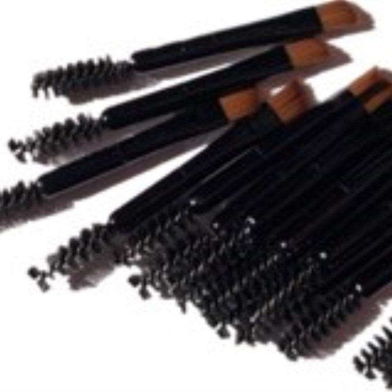 Factory direct double head oblique eyebrow brush plus eyelash roll Black two eye shadow brush eye brush beauty tool
