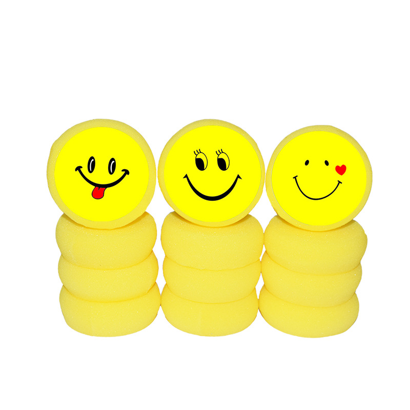 12pc round sponge brush children's creative art painting sponge block yellow sponge round cake opp bag packaging