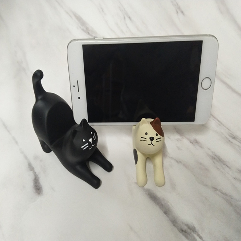 雑貨和風樹脂猫携帯スタンドデスクホーム誕生日プレゼント置物|undefined