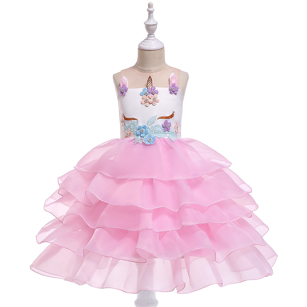 Cross-Border Women's Children's Dress Rainbow Unicorn Tail Skirt Mesh Cake Skirt Small Horse Cartoon Princess Skirt Cosplay