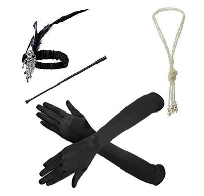 Lowosaiwor 1920's gatsby Masquerade Headwear Set Feather Headband Headwear'