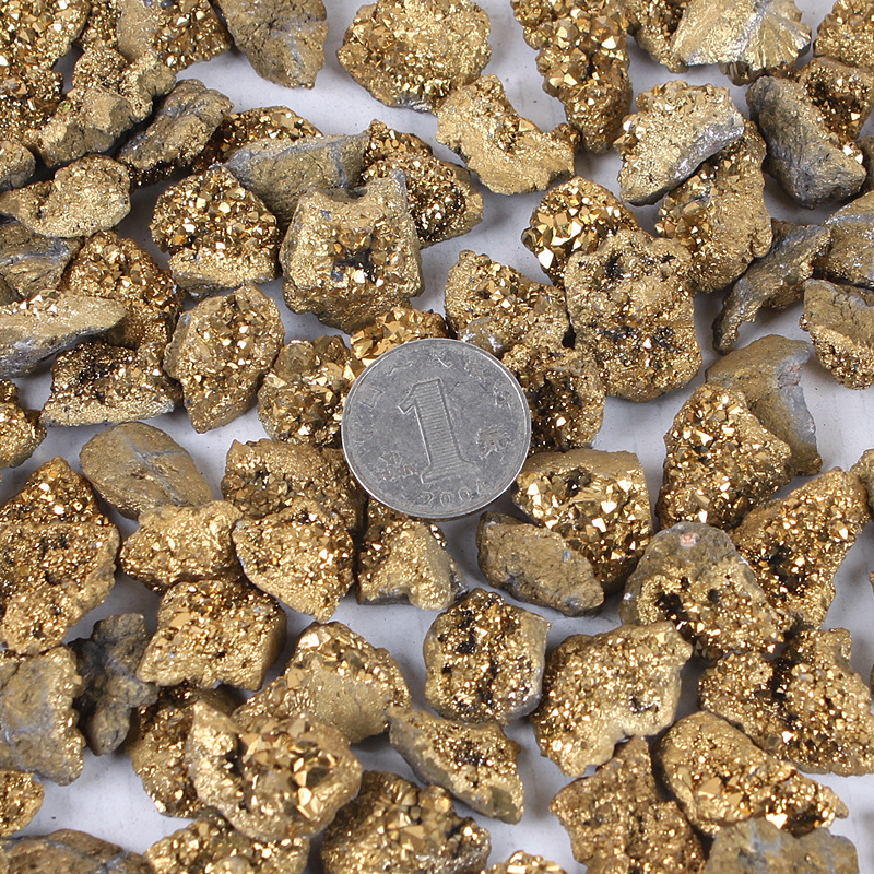 Factory spot natural agate crystal cluster Crystal Bud fragments electroplating gold diy bare stone mineral standard material jewelry accessories