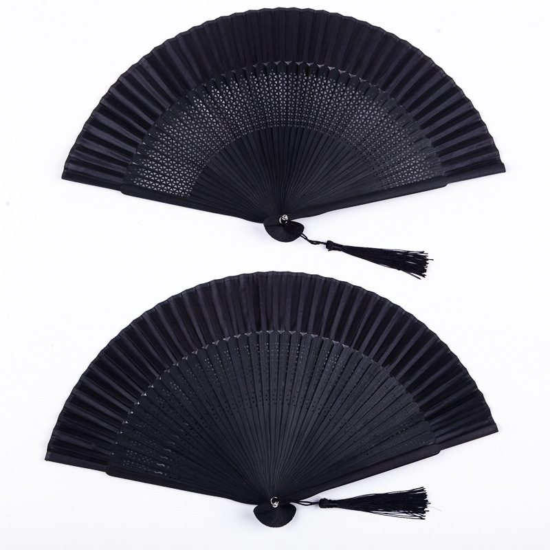 Paint all black fan folding fan Chinese style women's antique classical dance fan craft fan Amazon popular fan