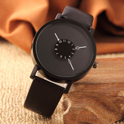 Foreign trade new concept personalized inverted pointer watch women's Korean-style simple black and white couple watch men's watch