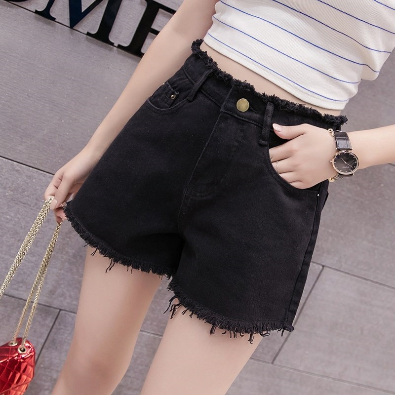 Foreign trade AliExpress Denim shorts women's summer 2022 high waist New Elegant Lady outer wear frayed short shorts fashion