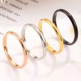 European and American new fashion simple smooth titanium steel ring plated 18K rose gold spherical stainless steel couple Ring women