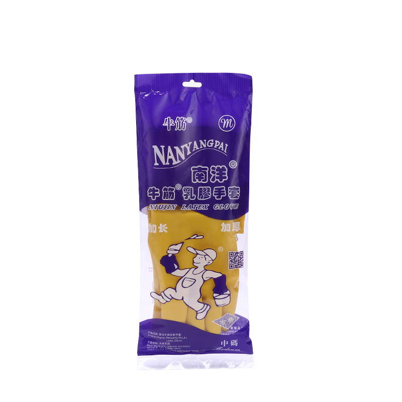 Factory direct supply Nanyang brand beef tendon latex gloves thickened rubber housework dishwashing clothes clean plastic waterproof