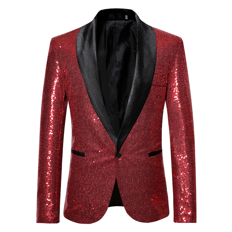 European and American Performance Dress Gold Sequin Suit Suit Nightclub Men's Host MC Studio Coat European Size ZT-X35