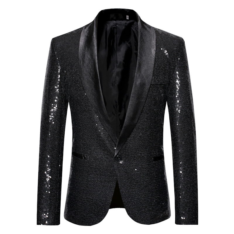 European and American Performance Dress Gold Sequin Suit Suit Nightclub Men's Host MC Studio Coat European Size ZT-X35