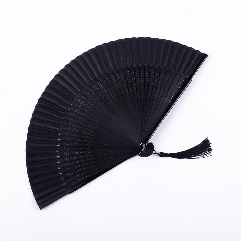 Paint all black fan folding fan Chinese style women's antique classical dance fan craft fan Amazon popular fan