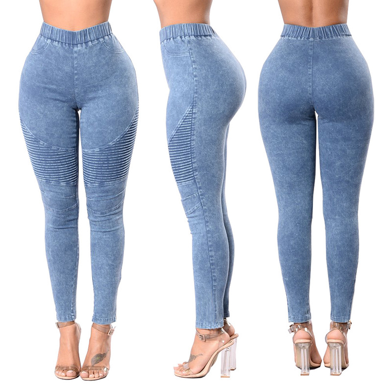 Jeans new manufacturers in stock European and American cross-border e-commerce wholesale high waist high elastic slim hip-lifting women's trousers