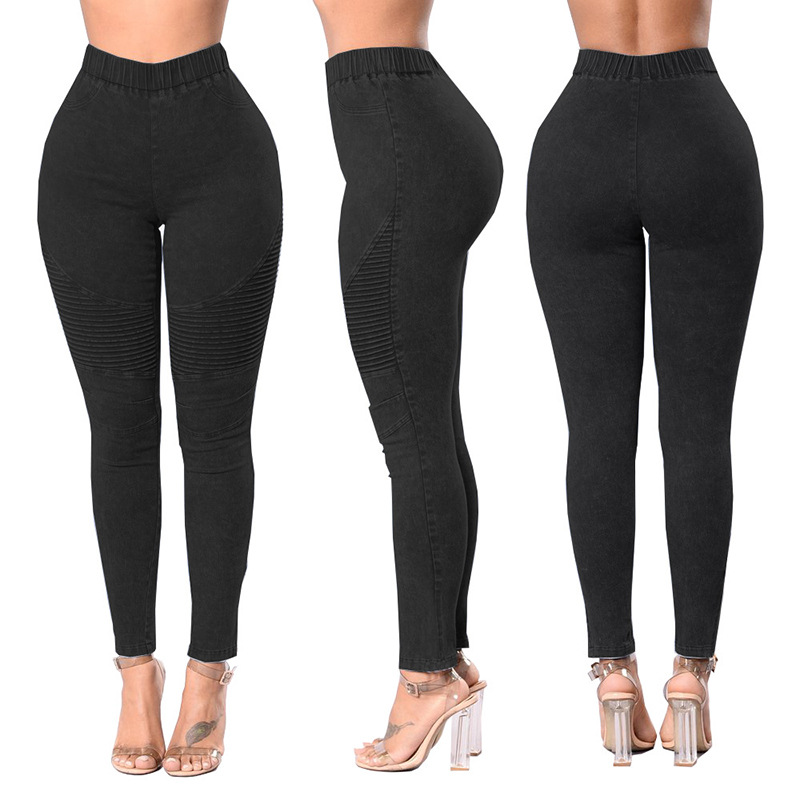 Jeans new manufacturers in stock European and American cross-border e-commerce wholesale high waist high elastic slim hip-lifting women's trousers