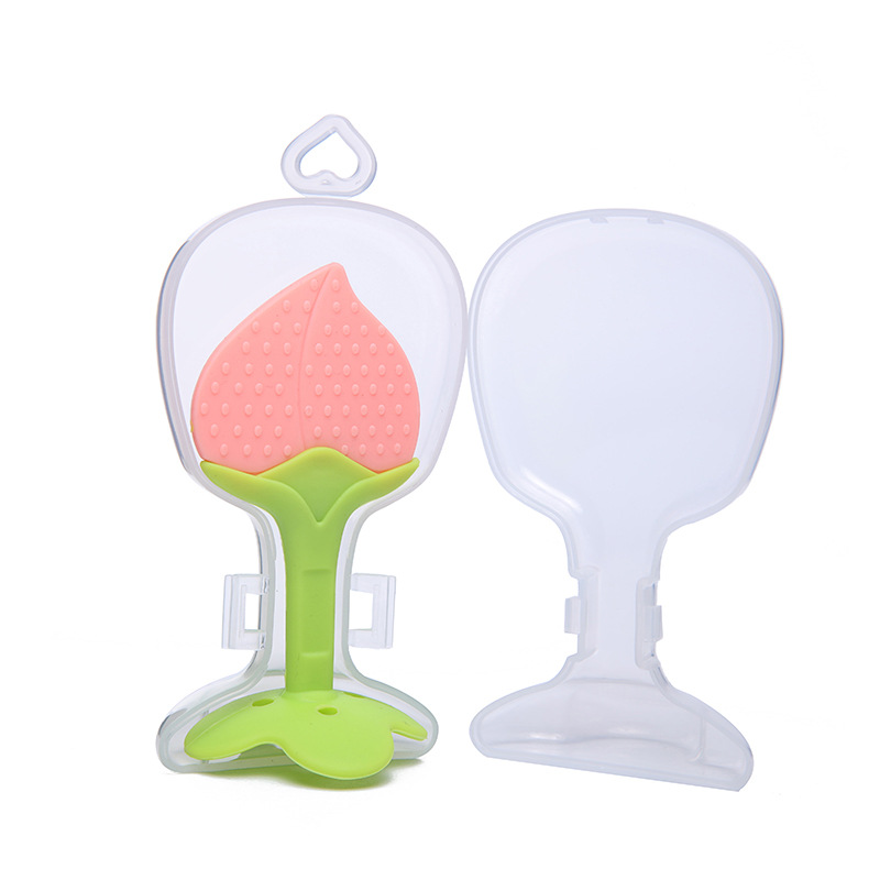 Baby teether teether teether stick baby teether three-dimensional fruit strawberry teether silicone storage box baby toy