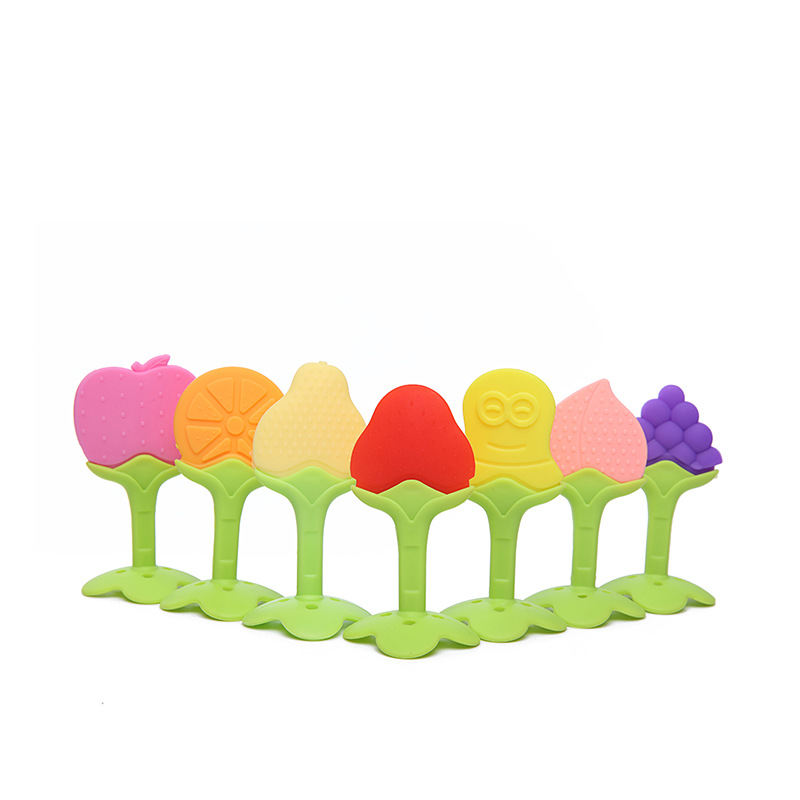 Baby teether teether teether stick baby teether three-dimensional fruit strawberry teether silicone storage box baby toy