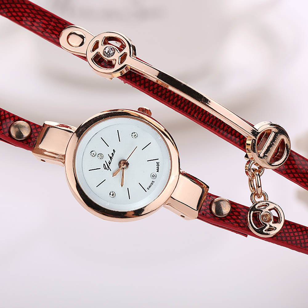 A generation of Angel pendant bracelet watch rhinestone PU circle women's new gift ladies watch AliExpress hot sale