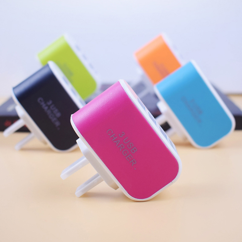 3usb candy charger European gauge US gauge luminous mobile phone charging head 5v2a smart multi-port usb charger