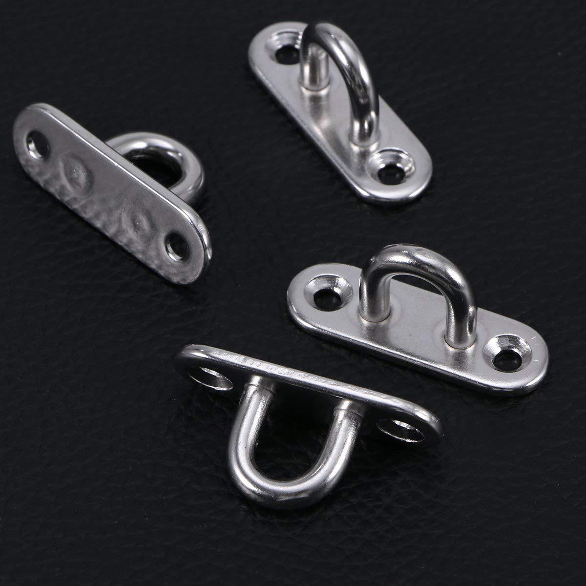 Stainless steel rigging eye plate Oval buckle with screw fixed buckle chandelier hanger flower basket diamond buckle spring hook wholesale