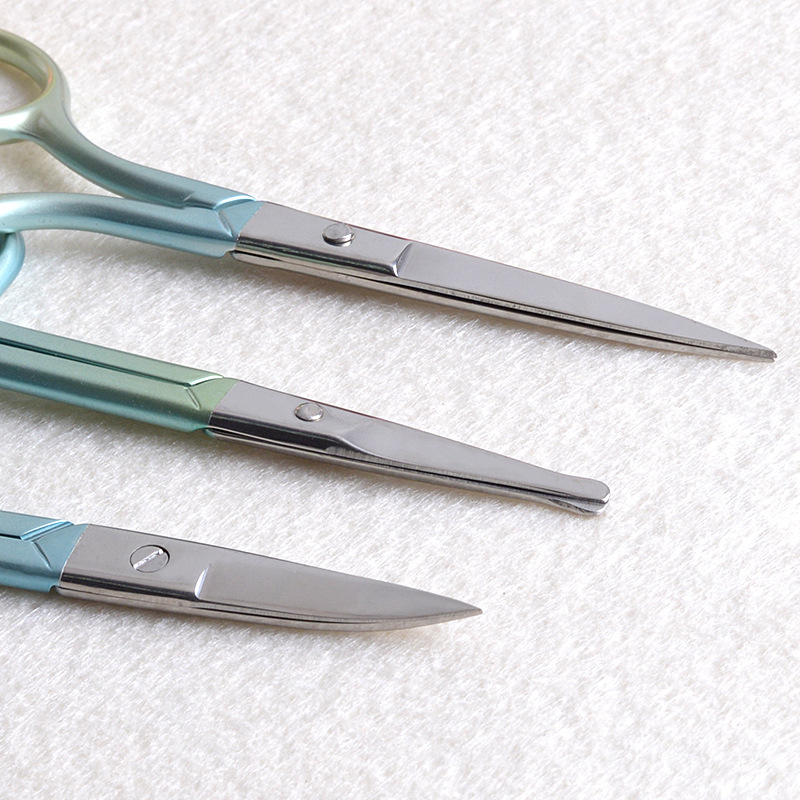 9.6CM gradient stainless steel eyebrow scissors nose hair scissors embroidery scissors home pointed practical small scissors color nano