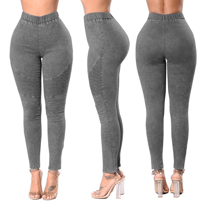 Jeans new manufacturers in stock European and American cross-border e-commerce wholesale high waist high elastic slim hip-lifting women's trousers