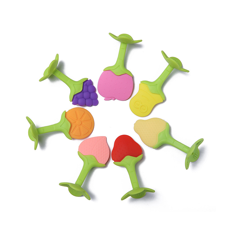 Baby teether teether teether stick baby teether three-dimensional fruit strawberry teether silicone storage box baby toy