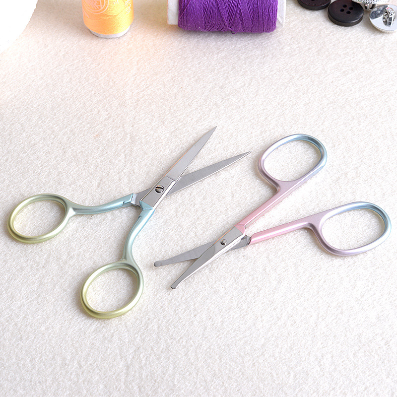9.6CM gradient stainless steel eyebrow scissors nose hair scissors embroidery scissors home pointed practical small scissors color nano