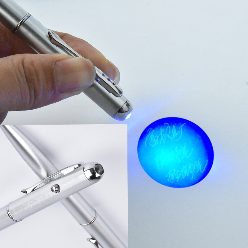 New creative plastic ballpoint pen invisible UV luminous processing uv pen advertising pen laser LOGO assembly lamp pen 4
