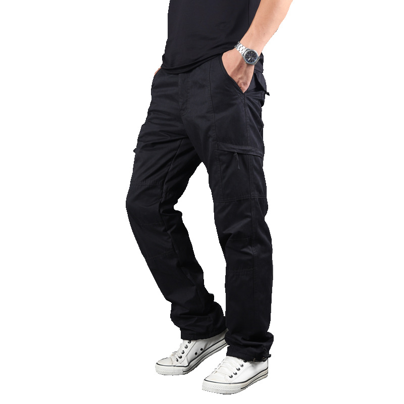 Outdoor Winter Casual Pants Men's Fleece-lined Thickened Multi-pocket Crock Pants Men's Charge Pants Large Size Men's Warm Cotton Pants