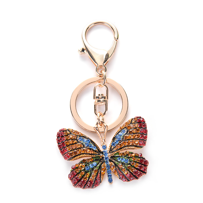 Cross-border new key chain creative butterfly full diamond alloy key chain pendant fashion bag hanging accessories wholesale