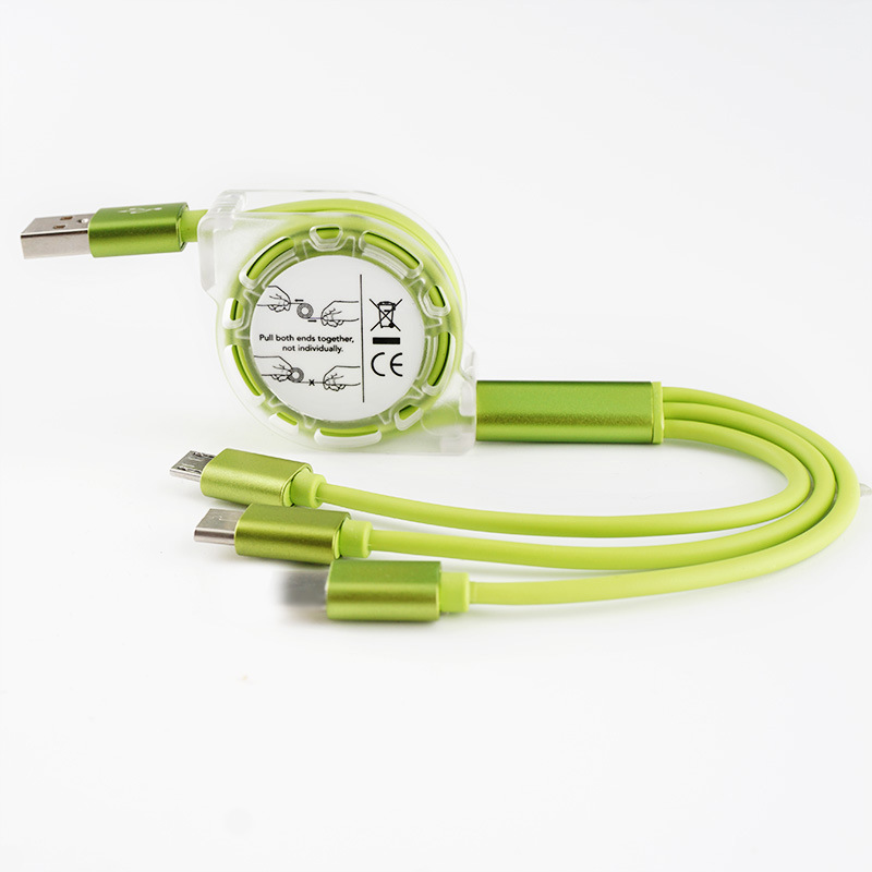 One-to-three telescopic data line Android TYPEC three-in-one mobile phone line charging line custom LOGO gift advertising