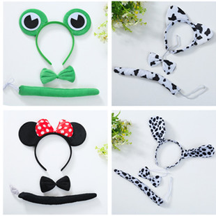 Halloween Animal three-piece children hairband clip Tiger Black Leopard Leopard plush headband wholesale