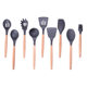 Factory spot Amazon dark gray wooden handle silicone kitchen utensils European non-stick kitchen tools baking set