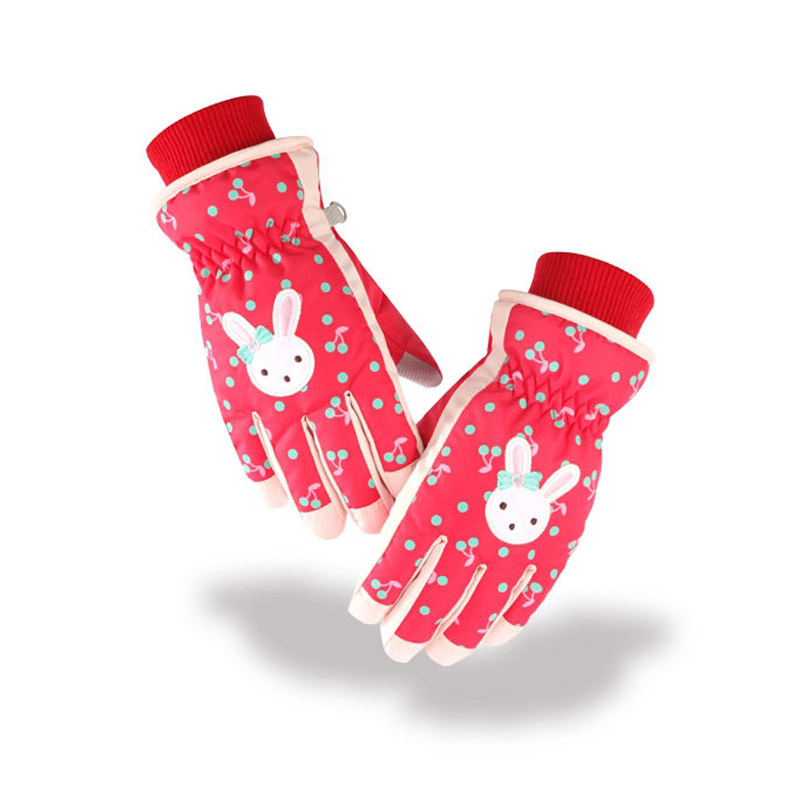 For sale New outdoor children's ski gloves girls sweet cute windproof Waterproof warm cotton gloves