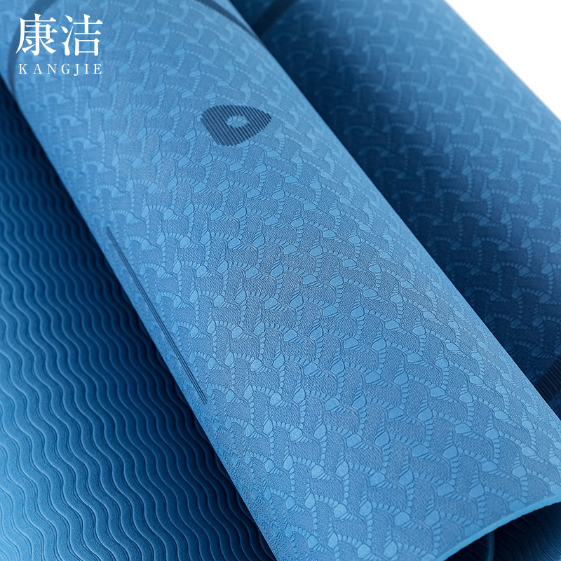 Body line single and double color tpe yoga mat elastic fitness exercise mat beginner non-slip yoga mat can be uv printed