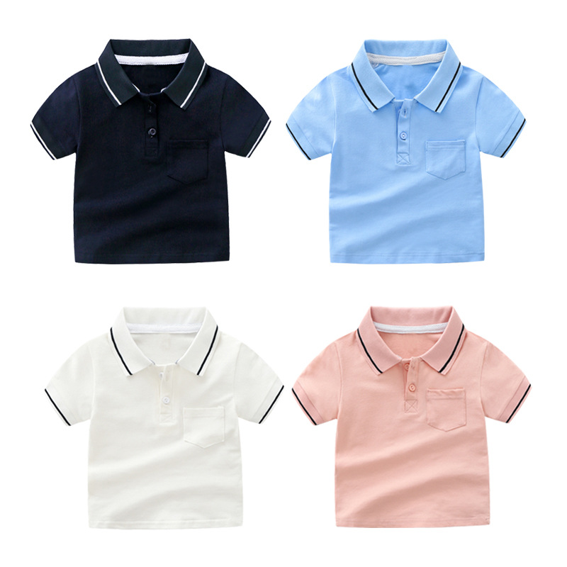Children's clothing wholesale Korean style summer new medium and small multi-color casual shirt short-sleeved boys' T-shirt polo shirt Cross