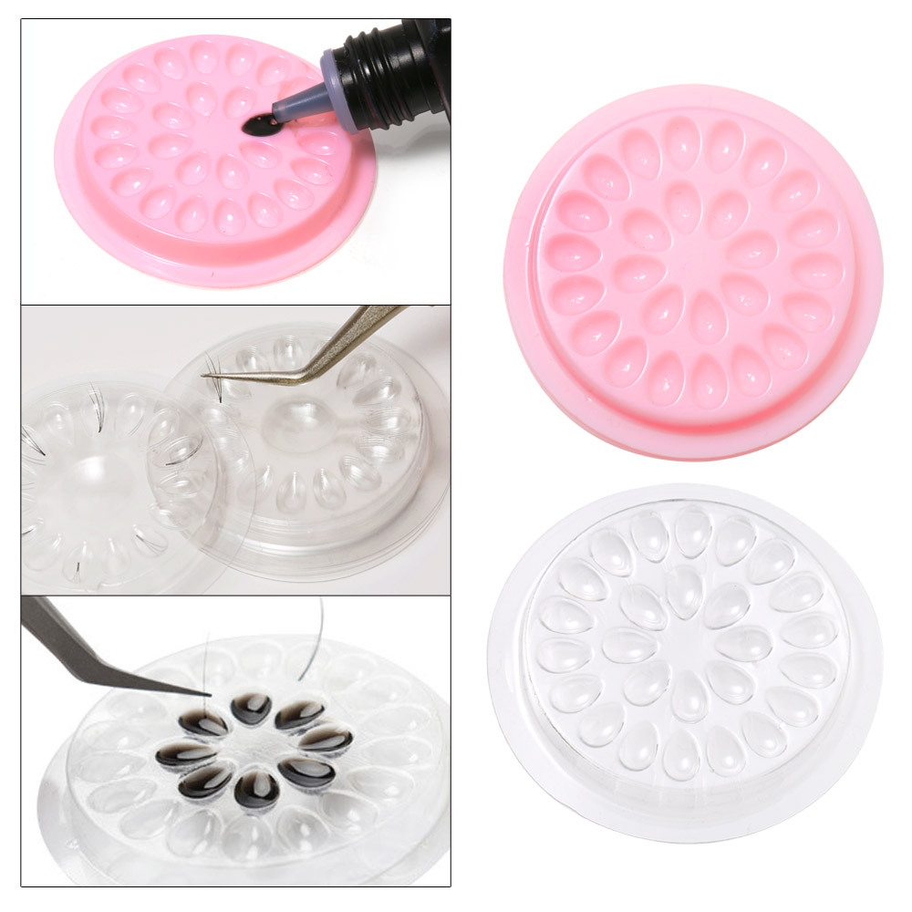 美睫工具批發小號無底座彩色塑料花盤圓形墊片嫁接假睫毛膠水托盤