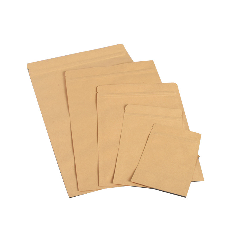 Factory spot kraft paper self-sealing bag self-supporting flat bottom aluminized plastic packaging sealed bag kraft paper bag printing