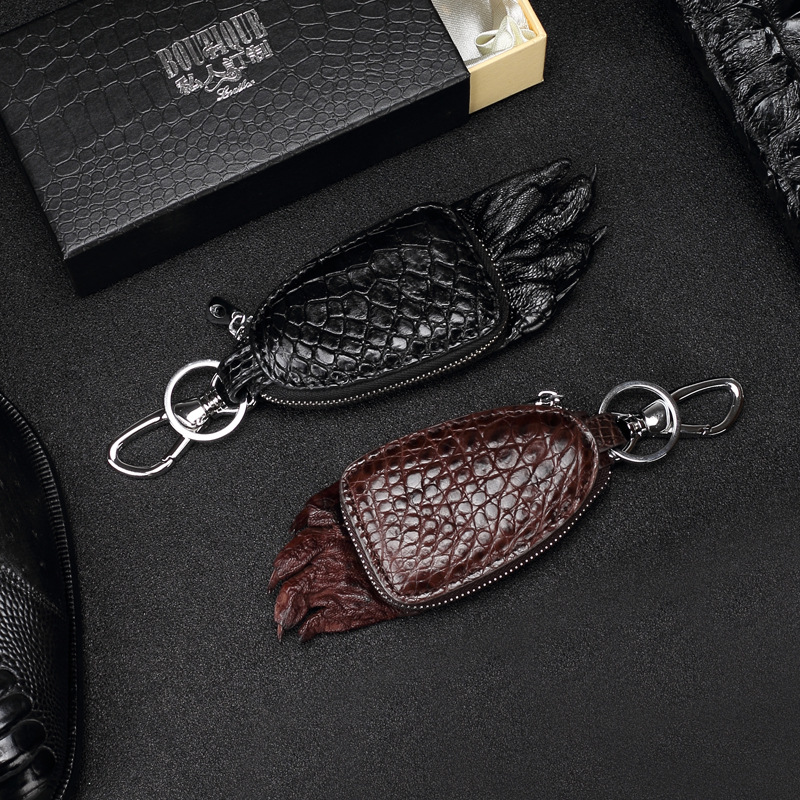 Real crocodile skin key bag crocodile claw key chain men and women leather car lock key bag business car trinkets