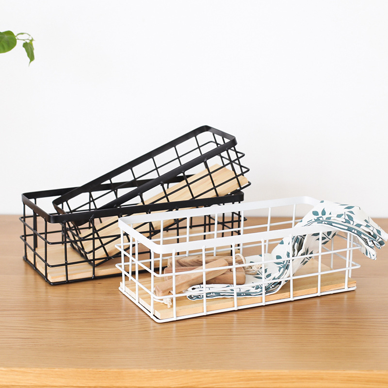 Japanese Style Storage Frame Iron Storage Box Cosmetic Finishing Bathroom Desktop Wall Hanging Rack Wall Hanging Wall Hanging Finishing