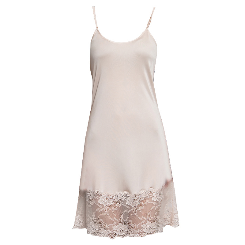 Mulberry Silk Thin Knitted Silk Pajamas Slip Skirt Lace Base Skirt Women's Summer Nightdress Dress