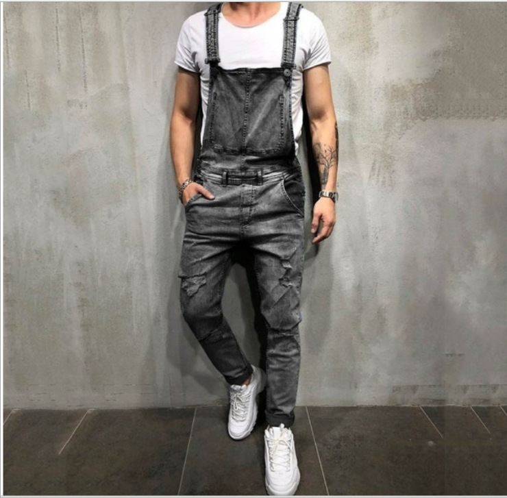Wish Fashion Men's Sling Denim Pants Ripped Jeans Trousers Popular Popular Work Clothes