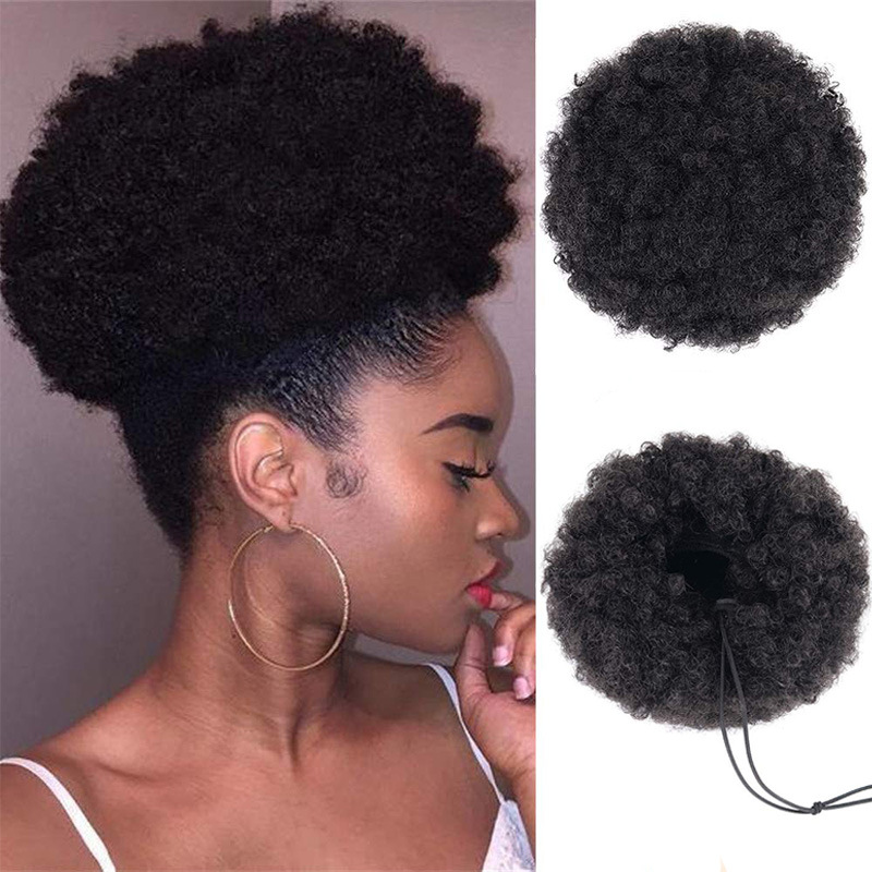 African Fake hair Bag Cross-border European and American afro Explosive hair bun Horsetail Caterpillar hair bun Xuchang Headgear